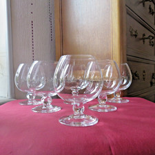 6 Daum Crystal Cognac Glasses Bolero Model H 11.5cm Signed