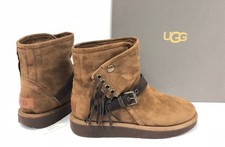 UGG LUXE COLLECTION KARISA Bruno Brown SUEDE SHEARLING FRINGE BOOT Italy 1009251