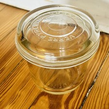 Vintage 3/8 Litre Verre Pyrex Clear Glass Container Lid Made in France CHIPPED!
