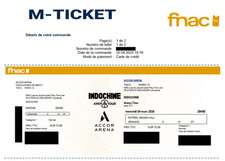 place Concert Indochine 4 Mars 2026 Accor Arena - Envoi par email instantané