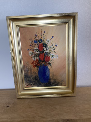 Tableau vintage peinture huile - peinture,