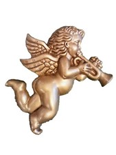 Vintage Cherub Trumpet Wall Plaque 3D Styrofoam Hollywood Regency 