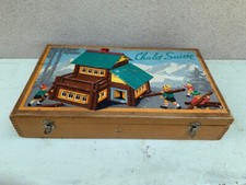 Ancienne BOITE JEU Construction CHALET SUISSE Bois Années 1960