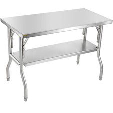 VEVOR Table Travail Inox Préparation Cuisine 122x61x85cm Grande Capacité 130kg