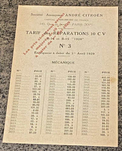 Tarif réparations citroen - ,