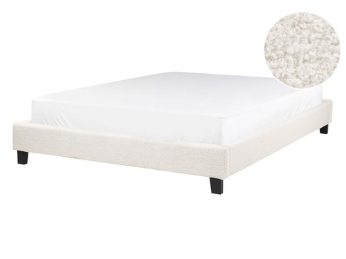 Lit double bouclé moderne - lit,