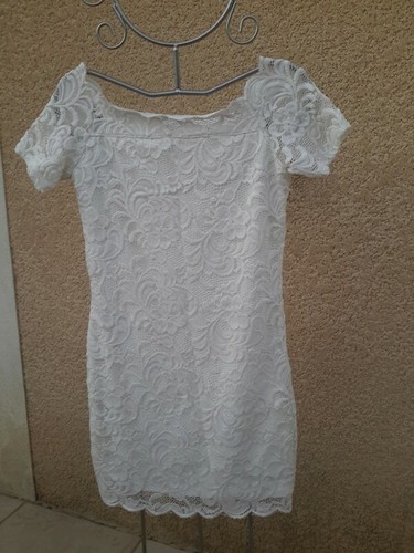 Robe blanche dentelle m - dentelle, et