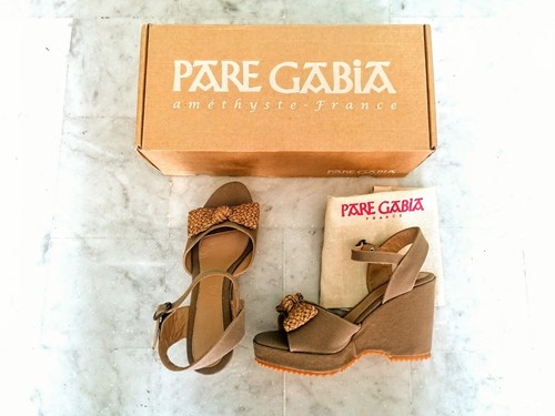 Sandales compensées cuir