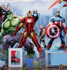Papier Peint Marvel 360x270cm Avengers Hulk Thor Mural Pour Chambre D'Enfant