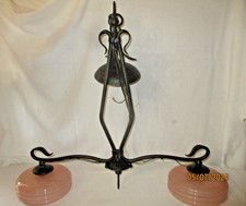 ANCIEN LUSTRE de  BILLARD -2 ABATS JOUR COUPELLES   -ART DECO -