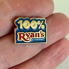 100% Ryan's Buffet Pin Restaurant Employee Staff Award Logo Enamel Lapel Badge