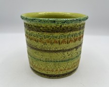 Bitossi Rimini Chartreuse Green Textured Striped Planter Italy Rosenthal Netter