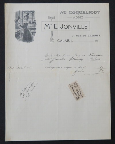 Facture 1911 coquelicot - facture,