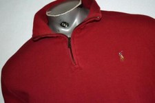 31751-a Polo Ralph Lauren Sweater Pullover Leather Zip Pull Size XL Red Mens
