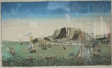 Vue d'optique Estampe Chez Chereau « Le cap de bonne espérance » 1776 Sous verre
