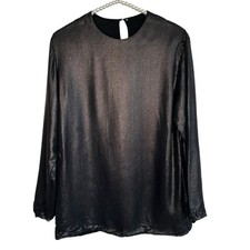 Peter Cohen Metallic Blouse Top Womens XS Black Minimalist Designer Luxury