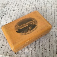 Boite A Timbres Souvenir La Baule XIXè Sycomore Victorian French Stamp Box 19thC