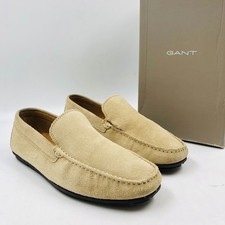 GANT Hommes Daim Beige Cuir à Enfiler Mocassins Eur 43 UK 8.5 US 9.5
