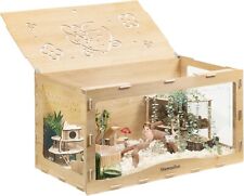 Mewoofun Large Hamster Cages Habitats Wooden Small Animal Cage w/ Acrylic Window