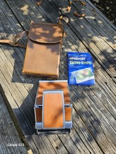 POLAROID SX-70 LAND CAMERA SILVER/TAN LEATHER EARLY VERSION Film Camera W/ Film