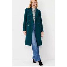 NWOT Ann Taylor Wool Blend Tailored Chesterfield Coat Emerald Green Small