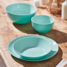 Service de table en verre Hartglas Diwali Light turquoise 18 pièces