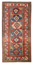 4x8 Ft Antique Caucasian Moghan Kazak Rug, 19th Century