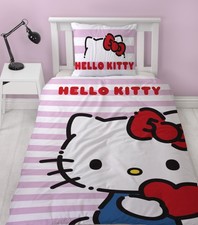 Hello Kitty, Parure de Lit Enfant Imprimée Réversible, Chaton Mignon, Housse de 