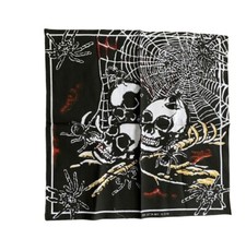 Skull & Spider Web Punk Rock Bandana Biker Black Festival Halloween Y2K Edgy 00s