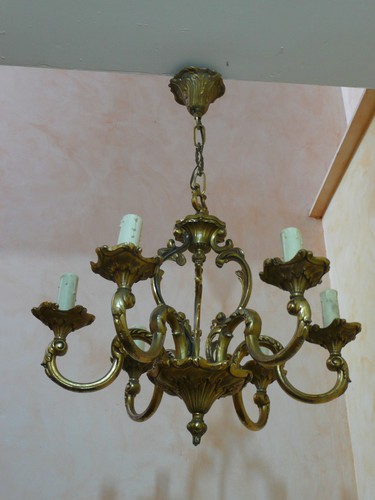 Lustre bronze massif doré - lustre, en