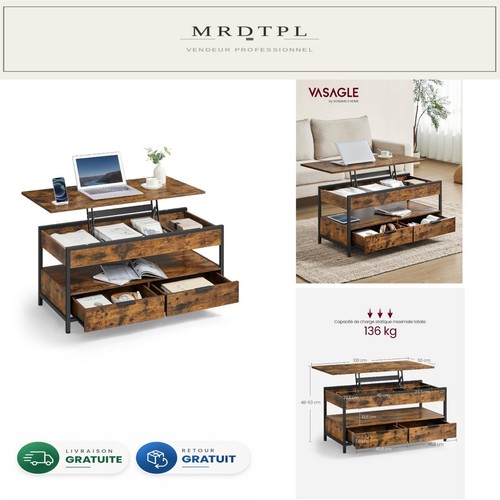 Vasagle table basse relevable - basse,