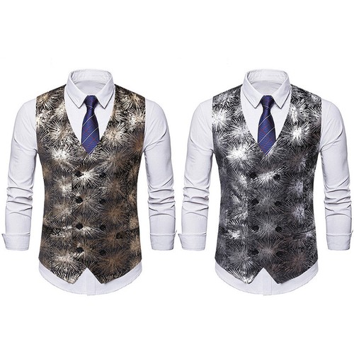 Men foil print - men's, waistcoat