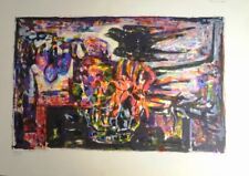 Yvette ALDE (1911-1967) LITHO SIGNEE FLEURS OISEAU ECOLE PARIS MONTMARTRE 1960