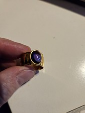 bague améthyste métal doré 