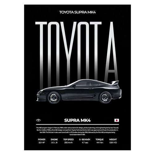Affiche auto toyota supra mk4 - affiche,