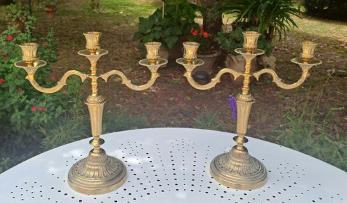 Paire chandeliers bronze - de,