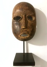 African wood mask H=29cm 44cm on base ex Belgian Congo Zaire African art ++