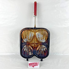 ➜WAFFLE MAKER/DEVICE CRUNCH MOLD MONSIEUR x4 shell old vintage France