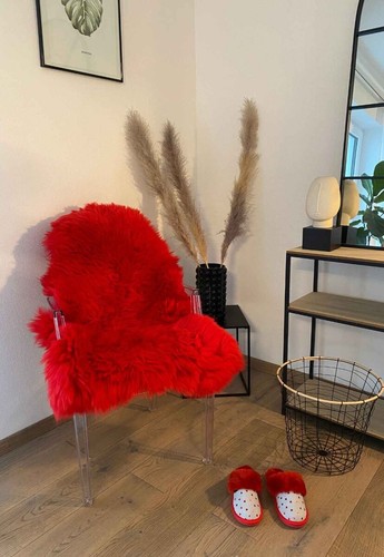 Peau mouton mérinos rouge - de,