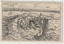 SOMME 1916 carte postale allemande illustrée position aménagée dans trou d'obus
