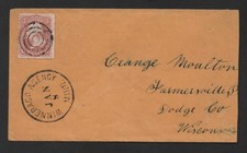 US 1860s SC 65 WINNEBAGO INDIAN AGENCY BLUE EARTH MN DPO TO FARMERSVILLE WI