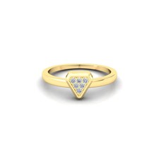 Tringle Shape 0.09CT Round Cut Moissanite 10K Yellow Gold Stackable Wedding Ring