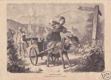 Fille Avec Chariot À Âne