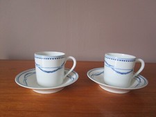 2 tasses à café Litron  & 2 sous tasses  CH.FIELD HAVILAND LIMOGES Décor bleu