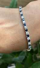 7.50 Ct Round Natural Sapphire Diamond Line Tennis Bracelet 14K Real White Gold
