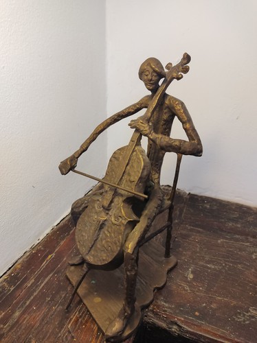 Statue violoncelle bronze - statue,