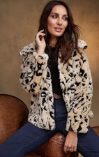 Manteau En Fourrure Léopard Court Beige UK 22 Plus (CCC435)