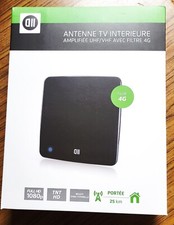 Antenne TV Intérieure 52 Db, portée 25 Km, avec filtre 4G