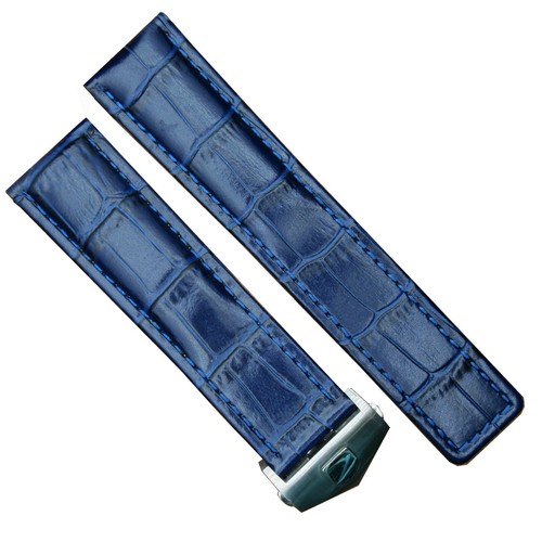 22mm bracelet cuir bleu - en,