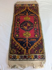 Turko-Caucasian Nomadic Kazak Runner Prayer Rug Handmade Antique Wool Textile